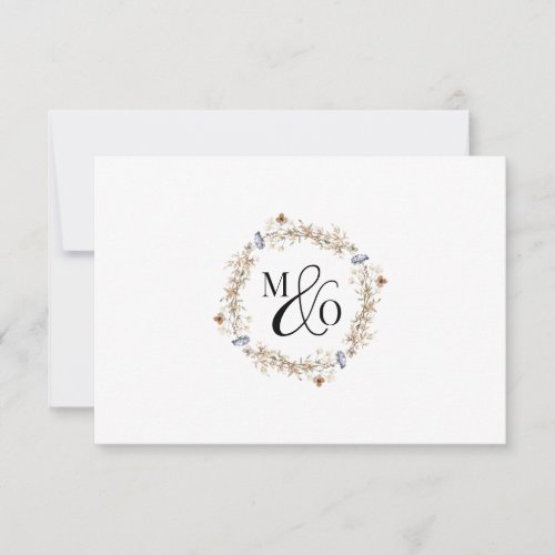 Ampersand Monogram Couple Wedding Wildflower Note Card