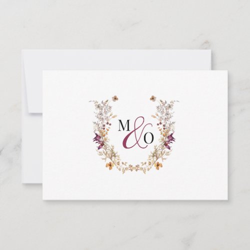 Ampersand Monogram Couple Wedding Wildflower Note Card