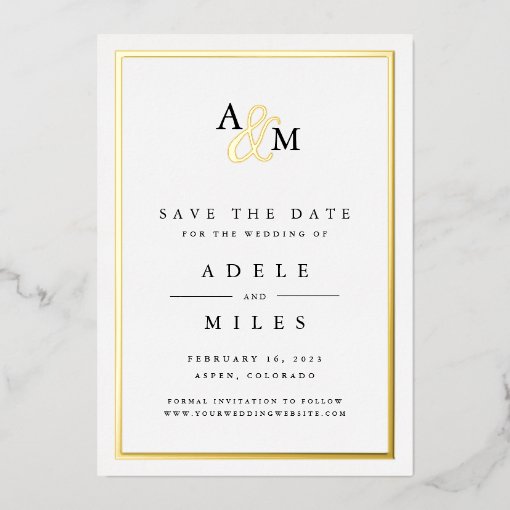 Ampersand Monogram Foil Save the Date Card Zazzle