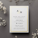 Ampersand Monogram Foil Save the Date Card<br><div class="desc">Simple and elegant save the date cards notify your guests of your upcoming wedding in timeless style. Crisp black and white cards with gold foil accents feature your initials worked into a monogram design, joined by a calligraphy script ampersand. "Save the date" appears beneath, with your names, wedding date and...</div>