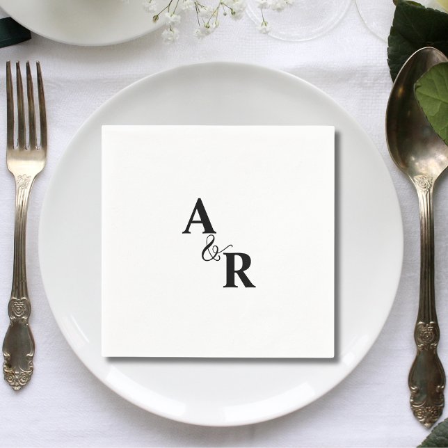 Ampersand Monogram Minimalist Wedding Cocktail Napkins (Creator Uploaded)
