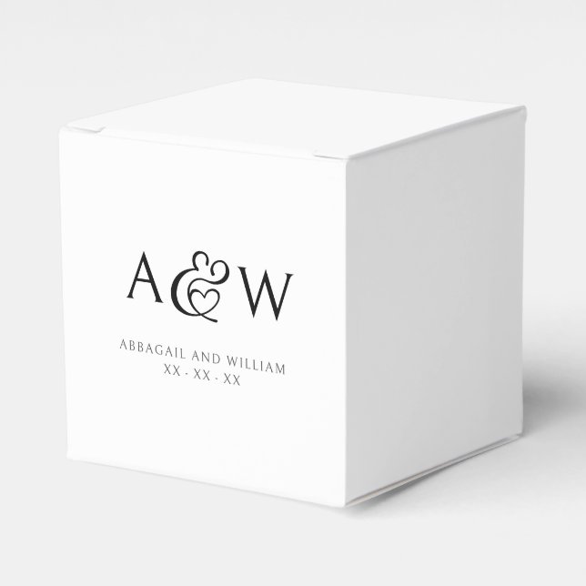 Ampersand Monogram Modern Black and White Wedding Favor Boxes (Front Side)