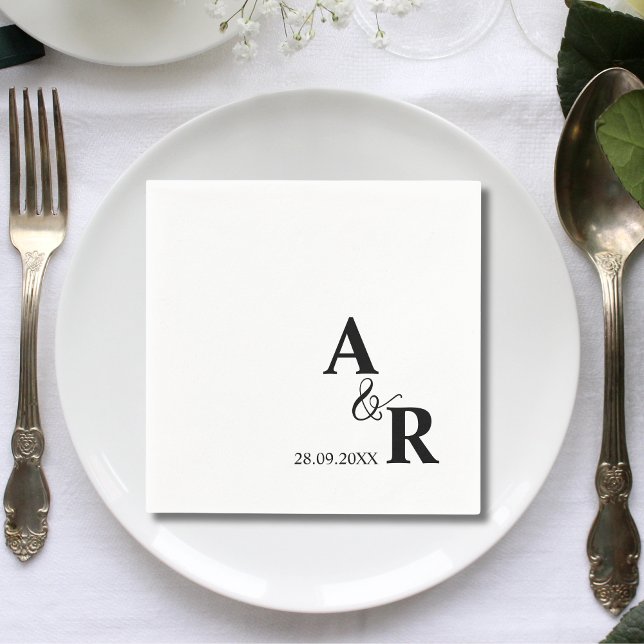 Ampersand Monogram Personalized Wedding Cocktail Napkins (Creator Uploaded)