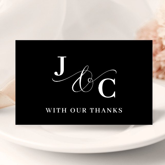 Ampersand Monogram Personalized Wedding Letterpress Thank You Card (Personalized ampersand monogram thank you cards add a stylish touch to wedding gratitude.)