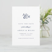 Ampersand Monogram Save the Date Card | Navy (Standing Front)
