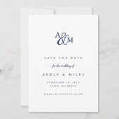 Ampersand Monogram Save the Date Card | Navy (Front)