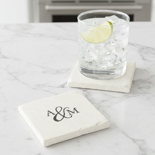 Ampersand Monogram Stone Coaster