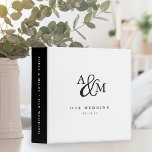 Ampersand Monogram Wedding 3 Ring Binder<br><div class="desc">Use this chic monogrammed binder to organize your wedding plans,  or as a DIY wedding album or scrapbook. Timeless black and white design features your initials joined by an oversized script ampersand,  with two lines of custom text beneath. Personalize the crisp black spine with additional custom text in white.</div>