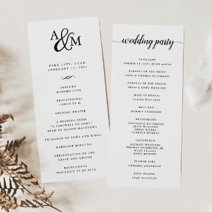 Ampersand Monogram Wedding Ceremony Program