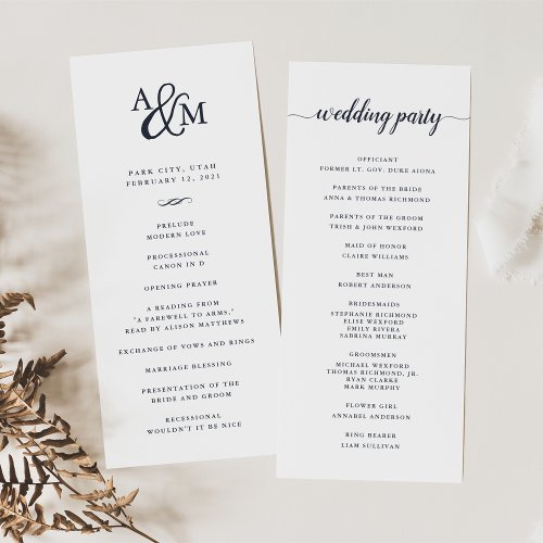 Ampersand Monogram Wedding Ceremony Program