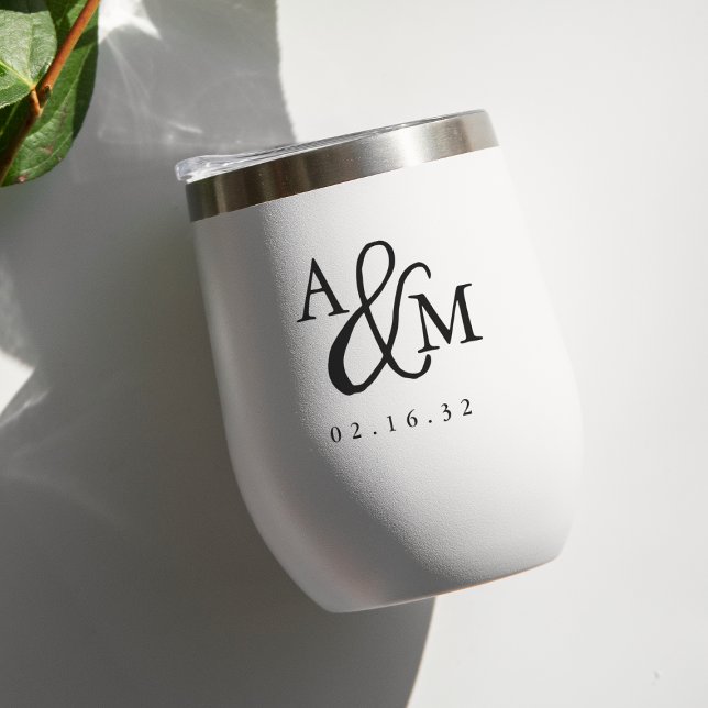 Ampersand Monogram Wedding Favor Thermal Wine Tumbler (Creator Uploaded)