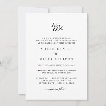 Ampersand Monogram Wedding Invitation | Zazzle