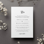 Ampersand Monogram Wedding Invitation<br><div class="desc">Personalize this classic and elegant wedding invitation with your monogram or duogram joined by a decorative script ampersand. Add your wedding details beneath in timeless black lettering with calligraphy script accents. A beautiful choice in classic black and white for formal weddings in any season. Alternate wording and layout available in...</div>
