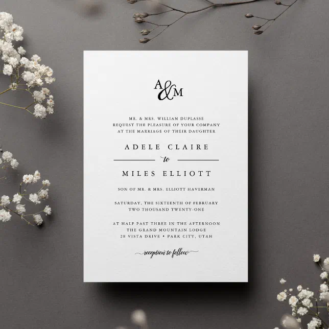 Ampersand Monogram Wedding Invitation | Zazzle