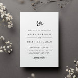 Ampersand Monogram Wedding Invitation<br><div class="desc">Personalize this classic and elegant wedding invitation with your monogram or duogram joined by a decorative script ampersand. Add your wedding details beneath in timeless black lettering with calligraphy script accents. A beautiful choice in classic black and white for formal weddings in any season.</div>