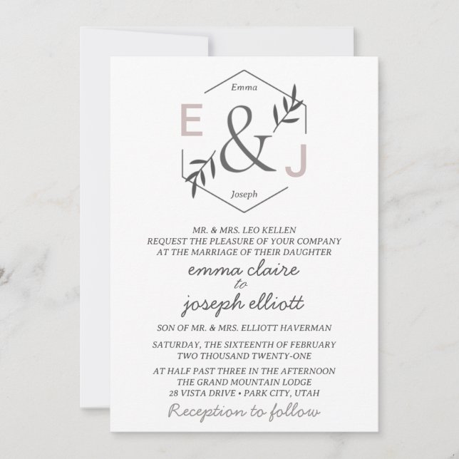 Ampersand Monogram Wedding Invitation (Front)