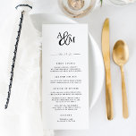Ampersand Monogram Wedding Menu<br><div class="desc">Our simple and elegant wedding menu features your starter courses,  entrees and desserts topped by your initials joined by a decorative script ampersand. Designed to coordinate with our Ampersand Monogram wedding collection. Use the template fields to add your menu information,  and then click "Customize" to reposition elements if needed.</div>