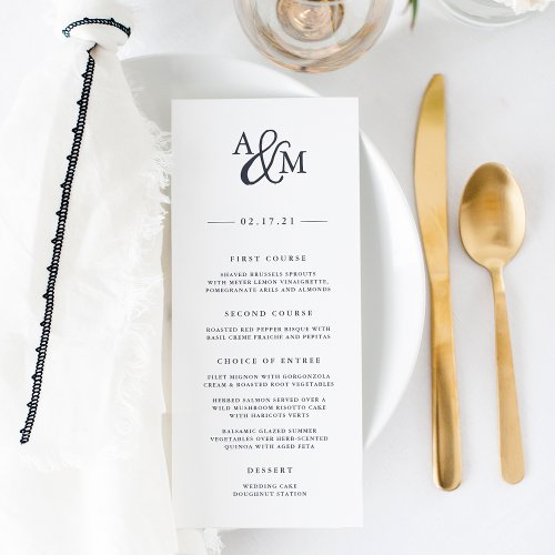 Ampersand Monogram Wedding Menu Card