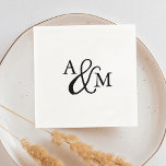 Ampersand Monogram Wedding Napkins<br><div class="desc">Designed to match our Ampersand Monogram wedding collection,  these simple and elegant black and white napkins feature your initials joined by a decorative calligraphy script ampersand.</div>