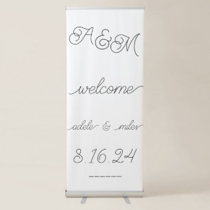 Ampersand Monogram Wedding Welcome Retractable Ban Banner