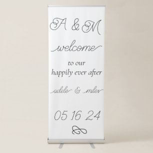 Ampersand Monogram Wedding Welcome Retractable Ban Banner