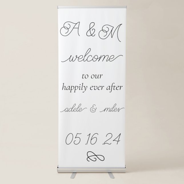 Ampersand Monogram Wedding Welcome Retractable Ban Banner (Front)