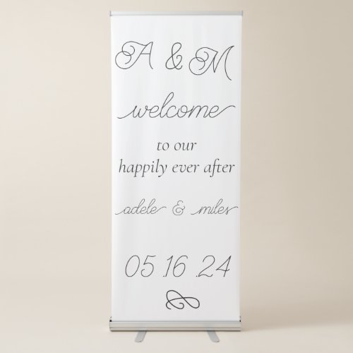 Ampersand Monogram Wedding Welcome Retractable Ban Retractable Banner