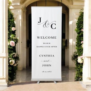 Ampersand Monogram Wedding Welcome Retractable Banner