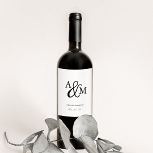Ampersand Monogram Wedding Wine Label
