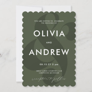 Ampersand Moss Green Wedding Invitation