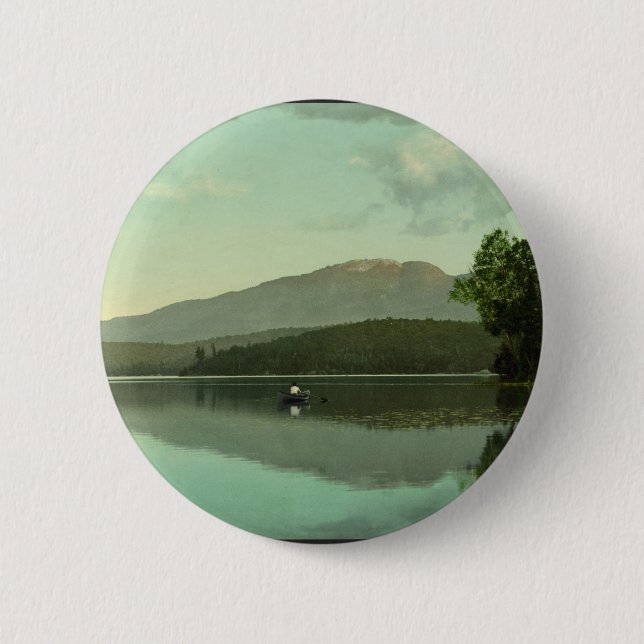 Ampersand Mountain at Round Lake (Middle Saranac) Pinback Button (Front)