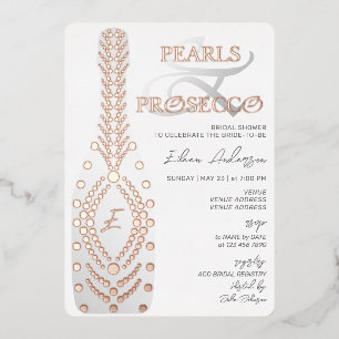 Ampersand Pearl & Prosecco Bridal Shower Rose Gold Foil Invitation