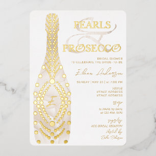 Ampersand Pearls & Prosecco Bridal Shower Gold Foil Invitation