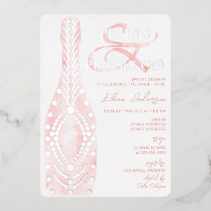 Ampersand Pearls & Prosecco Bridal Shower Silver Foil Invitation