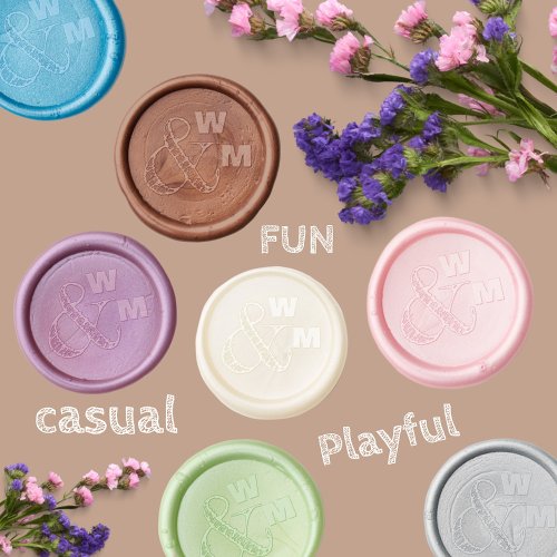 Ampersand Playful Fun Casual Couples Initials Wax Seal Sticker