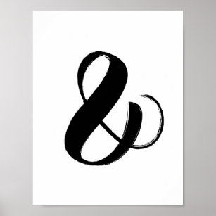 Premium Vector  Hand painted white ampersand symbol on black background