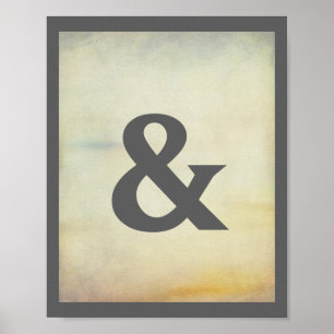 ampersand poster on vintage style background
