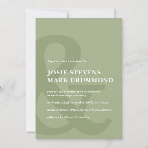 Ampersand sage green wedding invitation