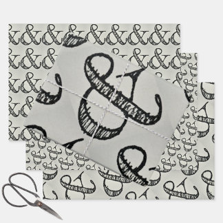 Ampersand Sign Typography Playful Black & Gray Wrapping Paper Sheets