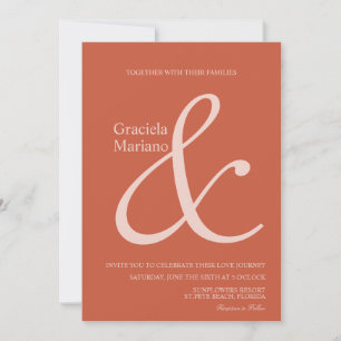 Ampersand Terracotta Pink Muted Wedding   Invitation