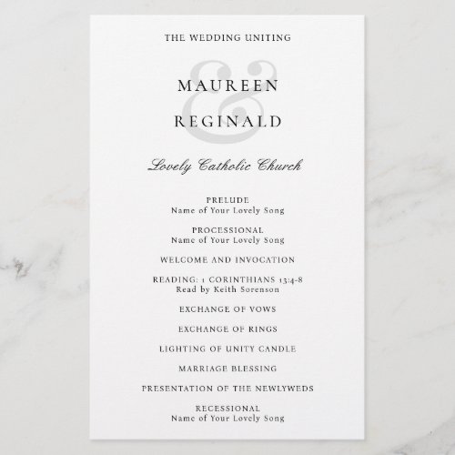 Ampersand Traditional Budget Wedding Program Flyer