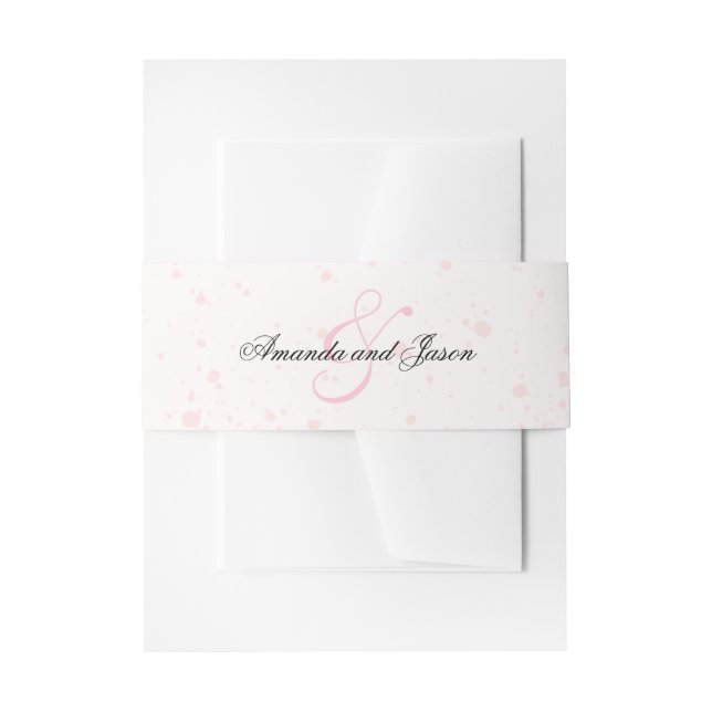 Ampersand Wedding Names Pink Dots Invitation Belly Band (Front Example)