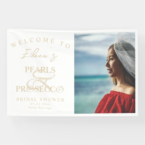 Ampersand White Pearls  Prosecco Bridal Shower Banner