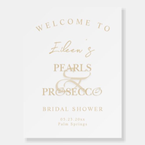 Ampersand White Pearls  Prosecco Bridal Shower Foam Board