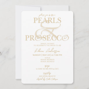 Ampersand White Pearls & Prosecco Bridal Shower Invitation