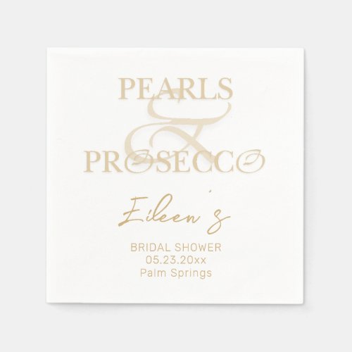 Ampersand White Pearls  Prosecco Bridal Shower Napkins