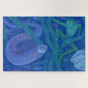 Amphibian and Fish King, fantasy art, Underwater Jigsaw Puzzle