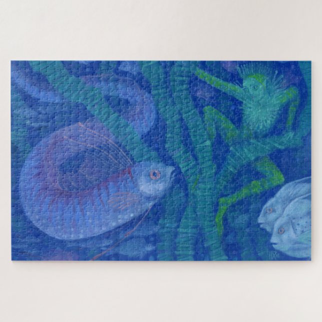 Amphibian and Fish King, fantasy art, Underwater Jigsaw Puzzle (Horizontal)