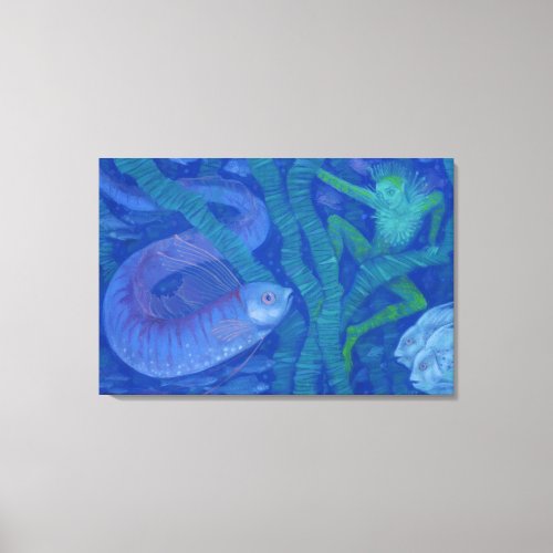 Amphibian and Fish King fantasy art Underwater P Canvas Print