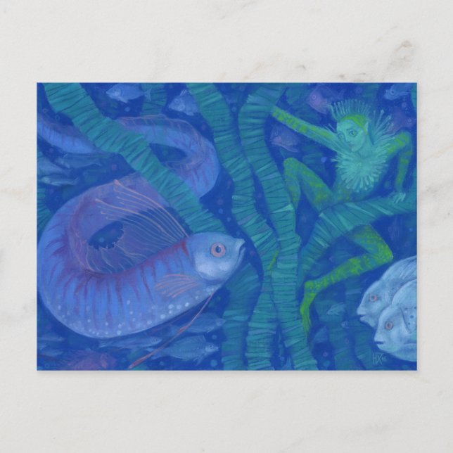 Amphibian and Fish King, fantasy art, Underwater Postcard (Front)